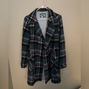 Lux women’s plaid wool trench coat